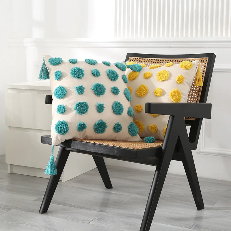 Axyaa Bohemian Tufted Nordic Pillow Cover for Home Decor 45x45 - Living Room, Sofa, Car