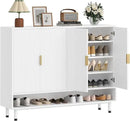 Axyaa 4-Door Shoe Storage Cabinet with Adjustable Shelves and Metal Legs