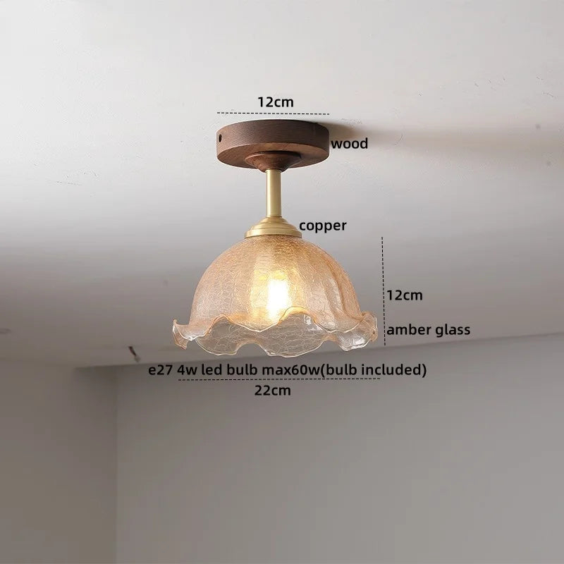 Axyaa Green Glass LED Ceiling Lights for Modern Indoor Lighting