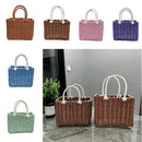 Axyaa Square Rattan Storage Basket with Handle - Hand-woven Plastic Hanging Baskets