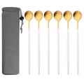Axyaa Matte Stainless Steel Long Handled Stir Spoon Set