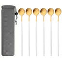 Axyaa Matte Stainless Steel Long Handled Stir Spoon Set