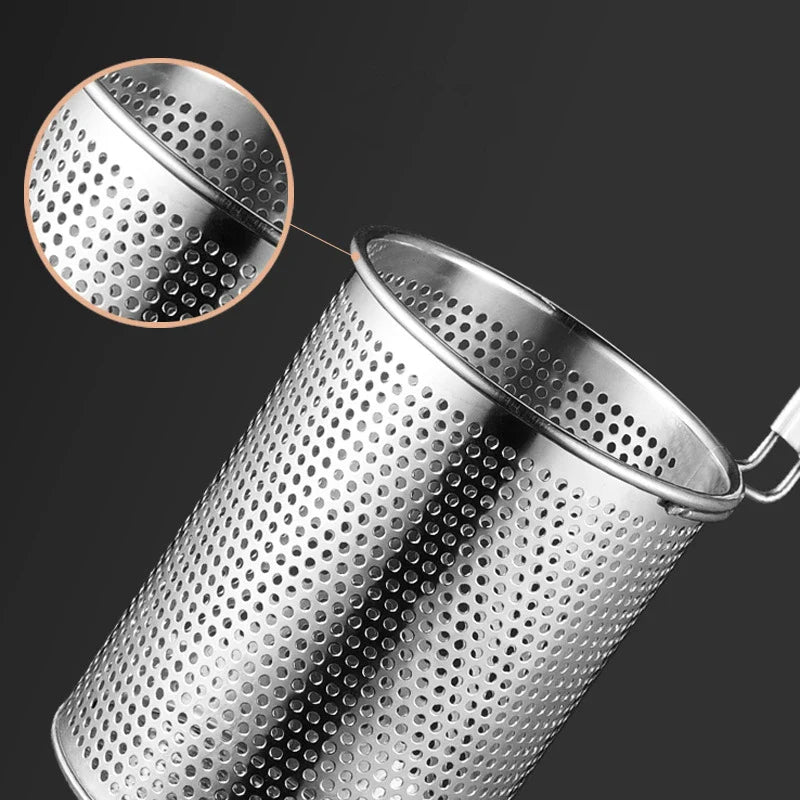 Axyaa Stainless Steel Hot Pot Colander with Wooden Handle - Kitchen Skimmer Basket