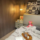 Axyaa Cube Glass LED Wall Sconce, Walnut Wood, Pull Chain Switch, 2 Arms