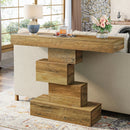 Axyaa Farmhouse Wood Console Table with Geometric Base for Entryway & Living Room