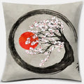 Axyaa Bonsai Zen Stone Pattern Pillowcase Square Decor Home Office Living Room