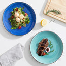 Axyaa Bonita Blue Dinner Plate Set of 6, Handpainted 10.4" Rustic Look Plates