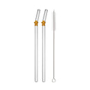 Axyaa Glass Drinking Straws Set with Brush - Bent Milk Shake & Cocktail Straw