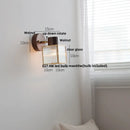 Axyaa Clear Glass LED Wall Light Fixture Walnut Wood Bedside Lamp Nordically Modern