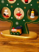 Axyaa Wooden Green Christmas Tree Ornament with Bells - Festive Tabletop Holiday Decor