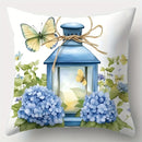 Axyaa Butterfly and Flower Wreath Sofa Cushion Cover Set, 17.7" x 17.7"
