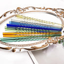 Axyaa Glass Straws Set of 4 - Eco-Friendly Reusable Cocktail Smoothie Accessories