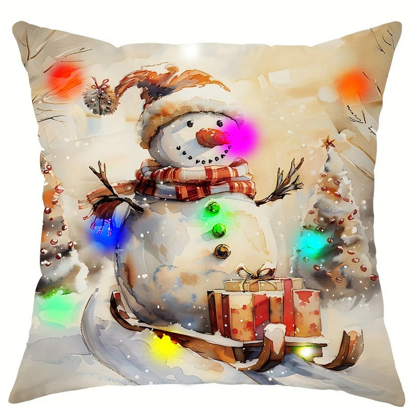 Axyaa Snowman & Christmas Tree LED Pillowcase for Festive Home Decor & Gifts