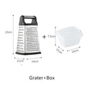 Axyaa Stainless Steel Box Grater & Slicer with Container - Kitchen Essential