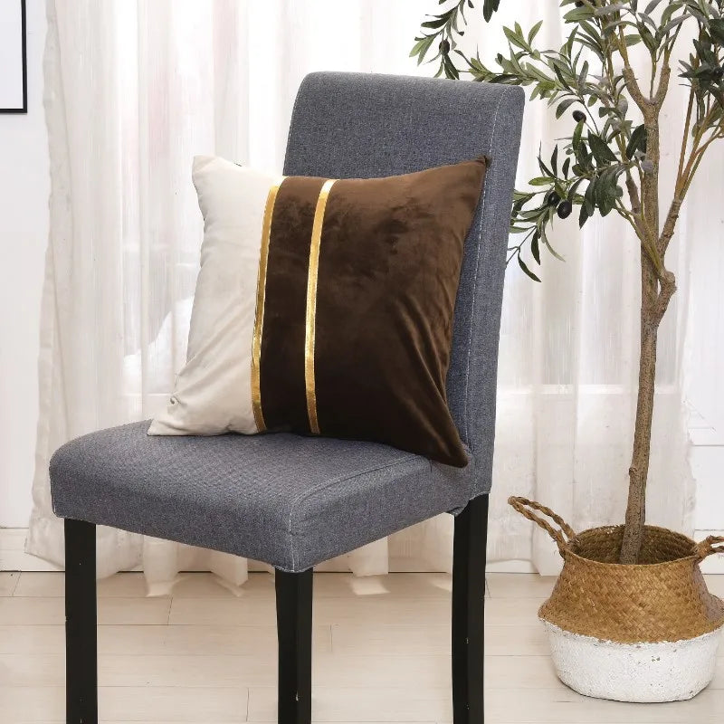 Axyaa Velvet Gold Splice Cushion Cover 45x45cm - Nordic Light Luxury Home Decor Patchwork Pillowcase