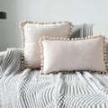 Axyaa Velvet Cushion Cover with Tassels Fringe - Soft Decorative Boho Pillows