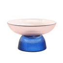 Axyaa Striped Glass Fruit Plate | Dessert Salad Bowl and Nut Storage Plate