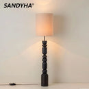 Axyaa Solid Wood Floor Lamp with Fabric Lampshade for Home Study, Living Room, Bedroom