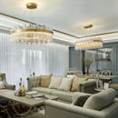 Luxury Crystal Pendant Chandelier by Axyaa - Gold Ceiling Light for Living Dining Kitchen