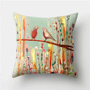 Axyaa Multicolor Bird Floral Landscape Polyester Throw Pillow Cover 45X45CM