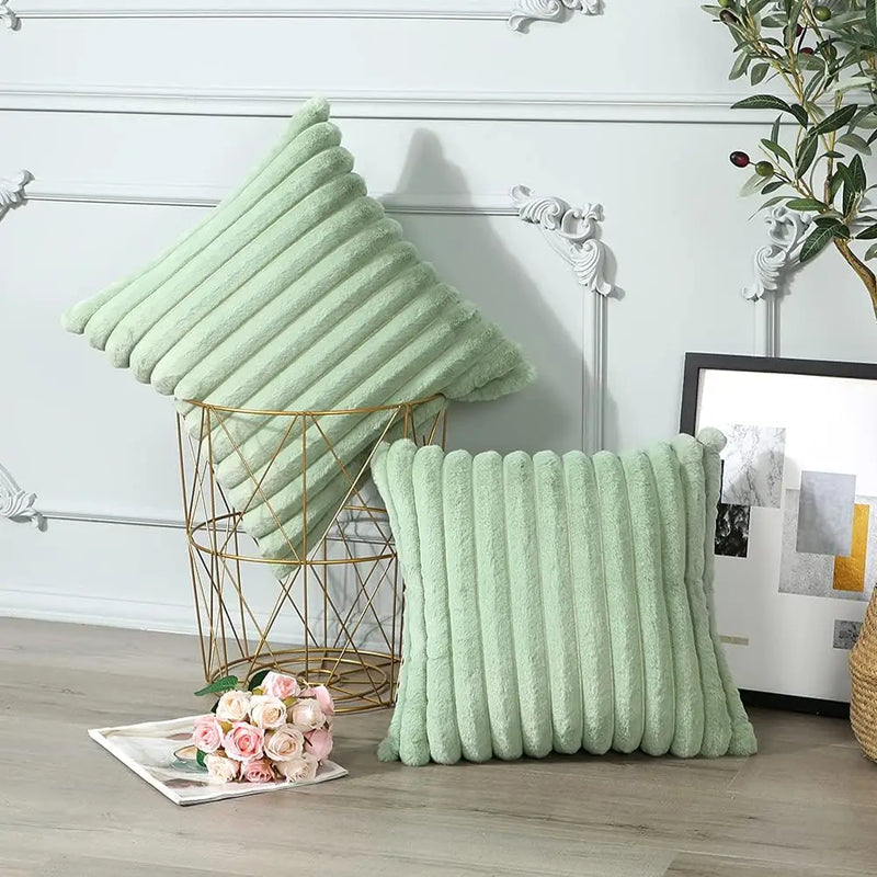 Axyaa Plush Nordic Striped Cushion Covers for Home Decor