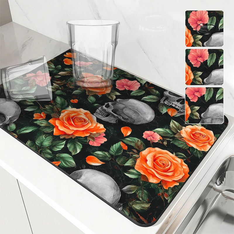 Axyaa Absorbent Anti-slip Coffee Dish Mat | Quick Dry Draining Pad for Kitchen/Bathroom