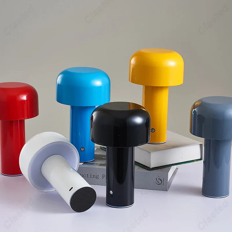 Axyaa Mushroom Table Lamp: Cordless Touch Rechargeable Night Light