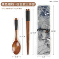 Axyaa Portable Wooden Cutlery Set: Chopsticks, Spoon, Cloth Bag - 3pcs Set