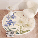 Axyaa Plush Flower Pattern Round Carpet: Soft Bedroom Rug for Living Room Décor