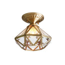Axyaa Vintage Glass LED Ceiling Lights for Living Room, American Copper Finish