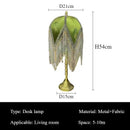 Axyaa Tassel French Floor Lamp Retro Green Patterned Fabric Lampshade Princess Bedroom