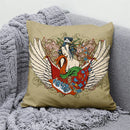 Axyaa Lucky Cat Mount Fuji Art Cushion Cover - Japanese Style Throw Pillow