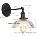 Axyaa Glass Industrial LED Wall Sconce Pull Chain Switch Vintage Bedside Lamp