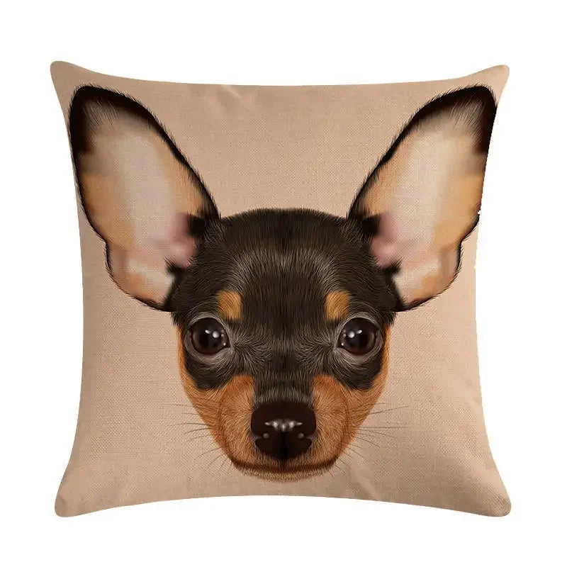 Cartoon Dog Cushion Cover by Axyaa - Linen Pet Pillow for Home Office Sofa Decor