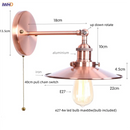 Axyaa Loft LED Wall Lamp Gold Pull Chain Switch Vintage Industrial Luminaire