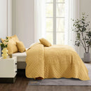 Axyaa Botanical Leaf Pattern Stitched Queen Bedspread Set - Elegant & Fresh Style