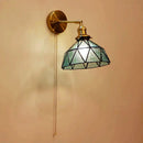 Axyaa Green Glass Copper LED Wall Lamp Sconce Pull Chain Modern Nordic Wandlamp