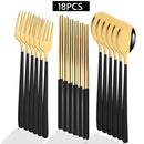 Axyaa Black Stainless Steel Cutlery Set - 18 Pieces