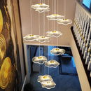 Axyaa Crystal Chandelier Stair Pendant Lamp Living Room Light Fixture