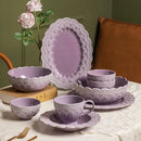 Axyaa Purple Lace Relief Ceramic Tableware Set