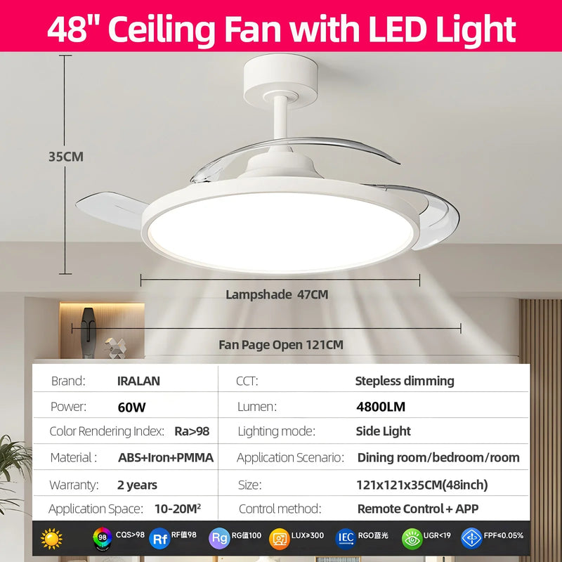 Axyaa 3-in-1 Smart Ceiling Fan with LED Light and Remote Control