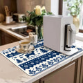 Christmas Deer Silhouette Non-Slip Drying Mat for Kitchen Counters and Tables by Axyaa