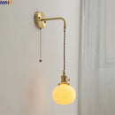 Axyaa Ceramic Copper LED Wall Lamp: Modern Style Pull Chain Switch Bathroom Mirror Lights