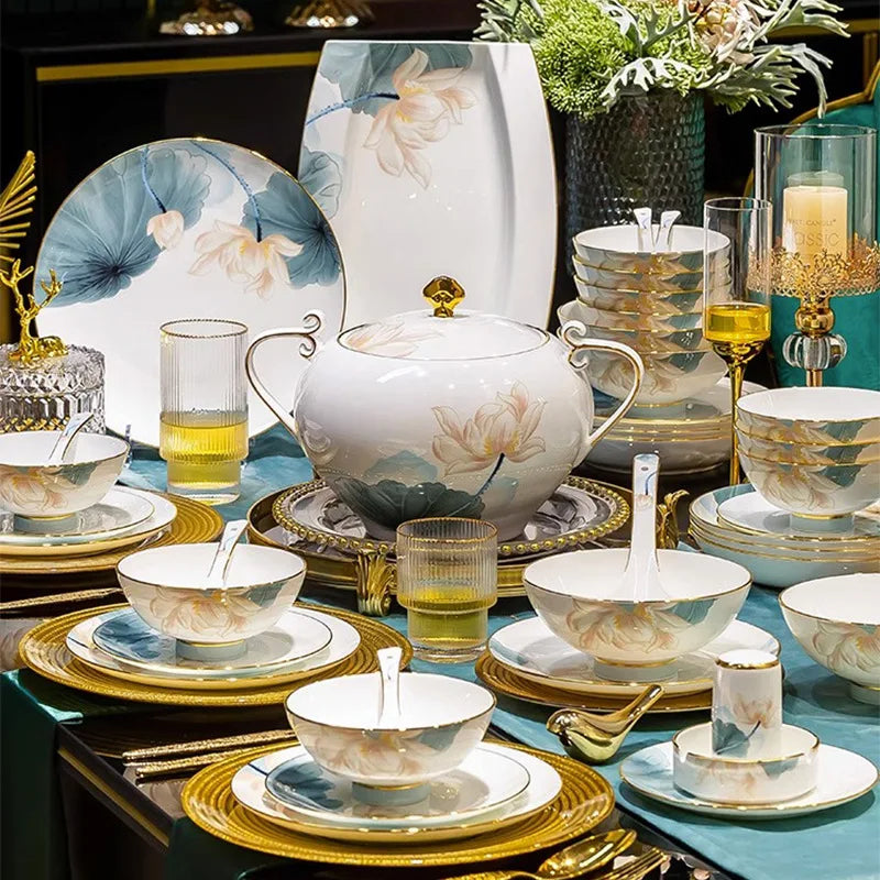 Axya Luxury Bone Dinnerware Set - 70 Piece European Tableware Collection