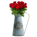 Axyaa Metal Flower Vase Galvanized Finish Rustic Flower Jug for Indoor and Outdoor Decor