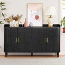 Axyaa 4-Door Wooden Storage Cabinet with Adjustable Shelf and Iron Legs