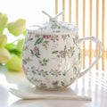 Axyaa Floral Rose Bone  Thermos Tumbler Mug - Tea for One Cup - Large Mug