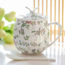Axyaa Floral Rose Bone  Thermos Tumbler Mug - Tea for One Cup - Large Mug