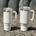 Axyaa Stainless Steel Tumbler Cup with Straw Handle, Insulated Coffee Mug, 40oz Thermos Bottle