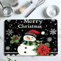 Axyaa Christmas Holly Coffee Cup Mat - Non-slip Absorbent Diatoms Drain Mat for Kitchen